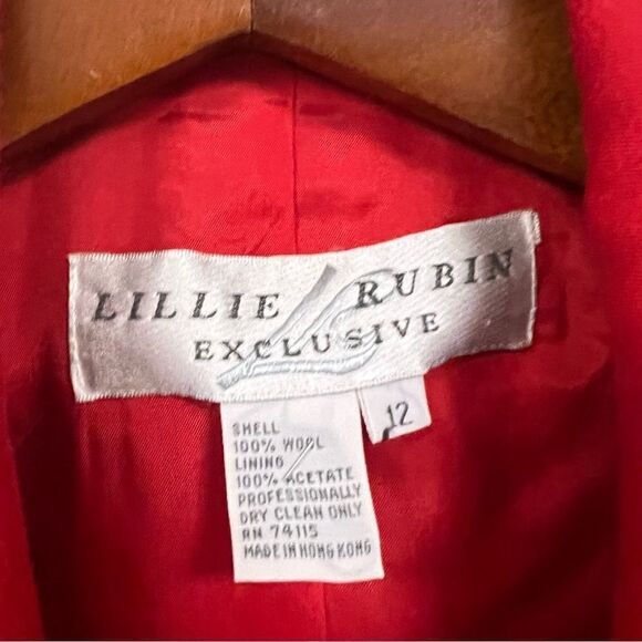 Lillie Rubin vintage red blazer with side buckle Sz 12 - Picture 5 of 6